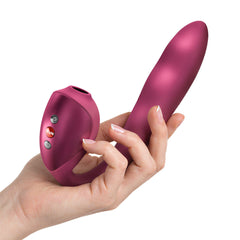 Fun Factory STRONIC PULSE ALLEGRO - Wine Red USB-C Rechargeable Thrusting Vibrator with Air Pulse Stimulator