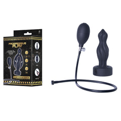 Progressive Play - Inflatable Silicone Anal Plug with Pump - Black 16.5 cm Inflatable Butt Plug