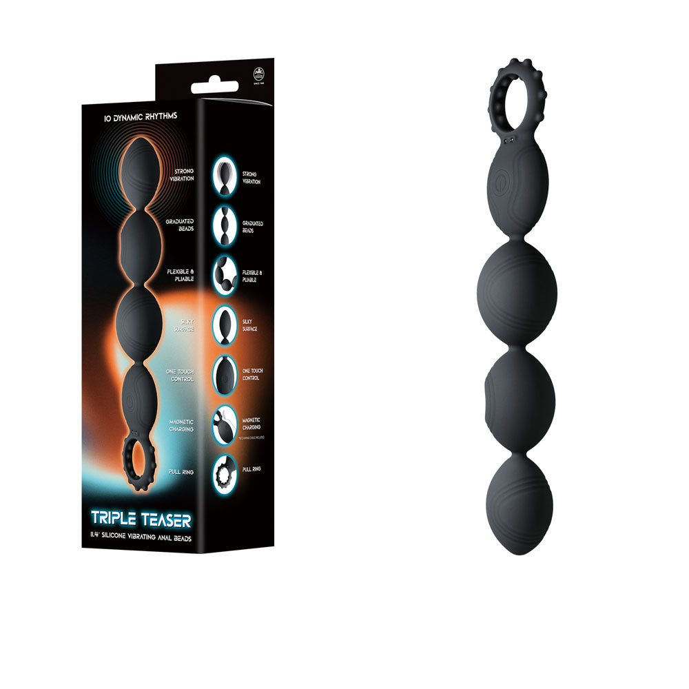 Triple Teaser - Black 29 cm USB Rechargeable Vibrating Anal Beads