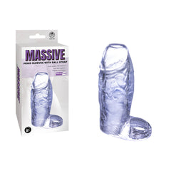 Massive Penis Sleeve with Ball Strap - Clear 14 cm Penis Enlarger Sleeve