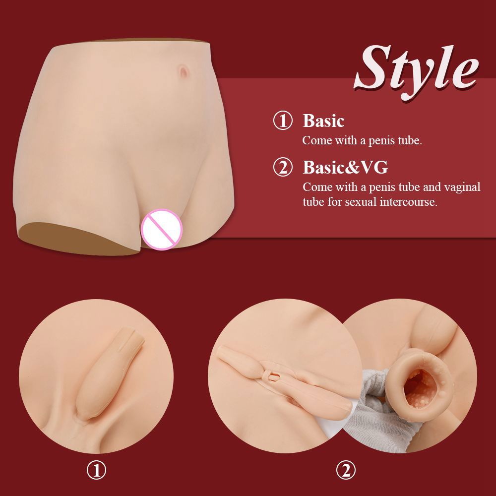 Female torso pants in silicone with penis sleeve & vaginal tract - Shhh...