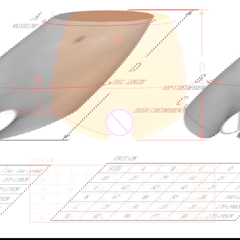 Female torso pants in silicone with penis sleeve & vaginal tract - Shhh...