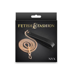 Fetish & Fashion Nyx Leash - Rose Gold with Black Hand Strap - Shhh...