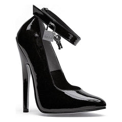 Fetish Pump w Lock and Key Black 6 inch heel - 3 sizes - Shhh...