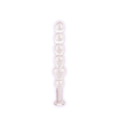 First Glass 17cm Elliptical Beaded Glass Dildo - Clear - Shhh...