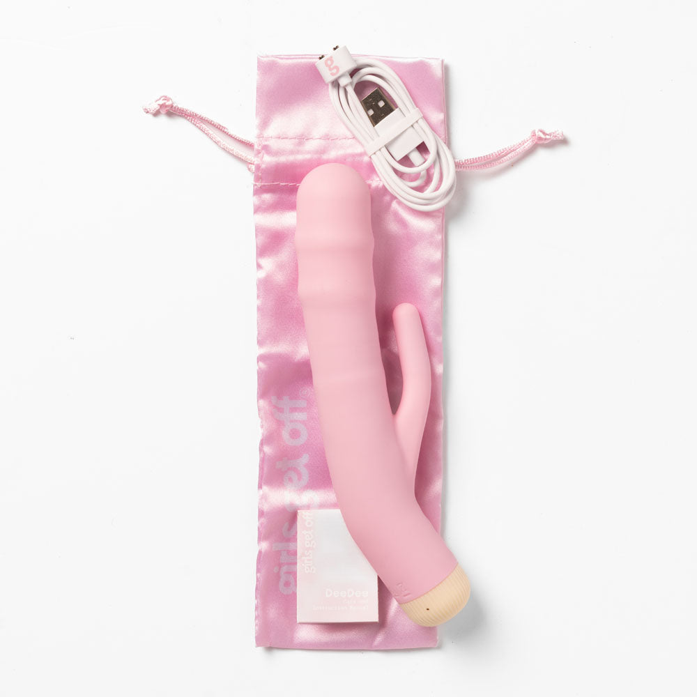 Girls Get Off - DeeDee - Pink 19 cm USB Rechargeable Thrusting Rabbit Vibrator