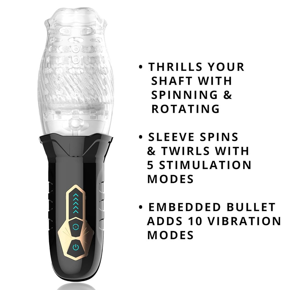 Adam & Eve Adam's Gawk Gawk Rotating Masturbator - Clear