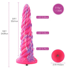 HiSmith Spiral Tapered Fantasy Dildo With Kliclok - Pink 25.5 cm Fantasy Dildo with Kliclok Machine Attachment