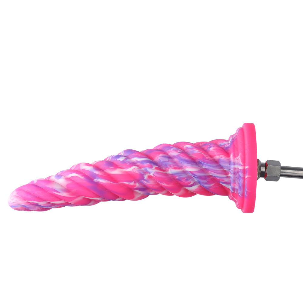 HiSmith Spiral Tapered Fantasy Dildo With Kliclok - Pink 25.5 cm Fantasy Dildo with Kliclok Machine Attachment