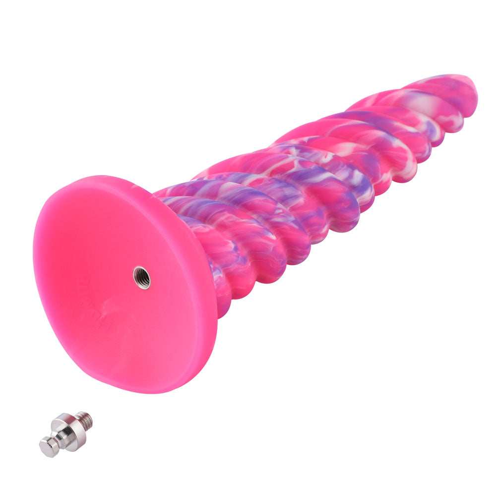 HiSmith Spiral Tapered Fantasy Dildo With Kliclok - Pink 25.5 cm Fantasy Dildo with Kliclok Machine Attachment