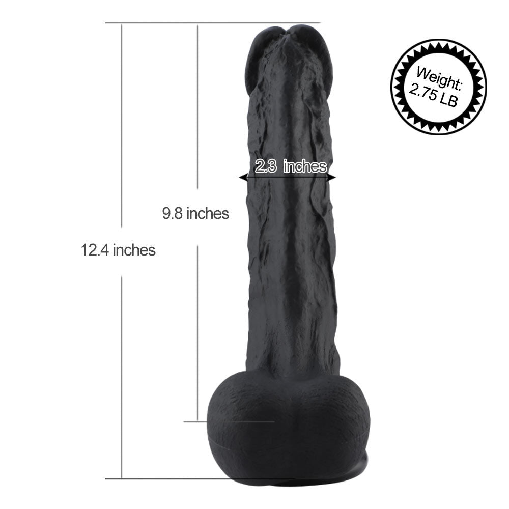 Hismith Huge Black 31.5 cm Dildo with Kliclok - Black 31.5 cm Dildo with Kliclok Machine Attachment