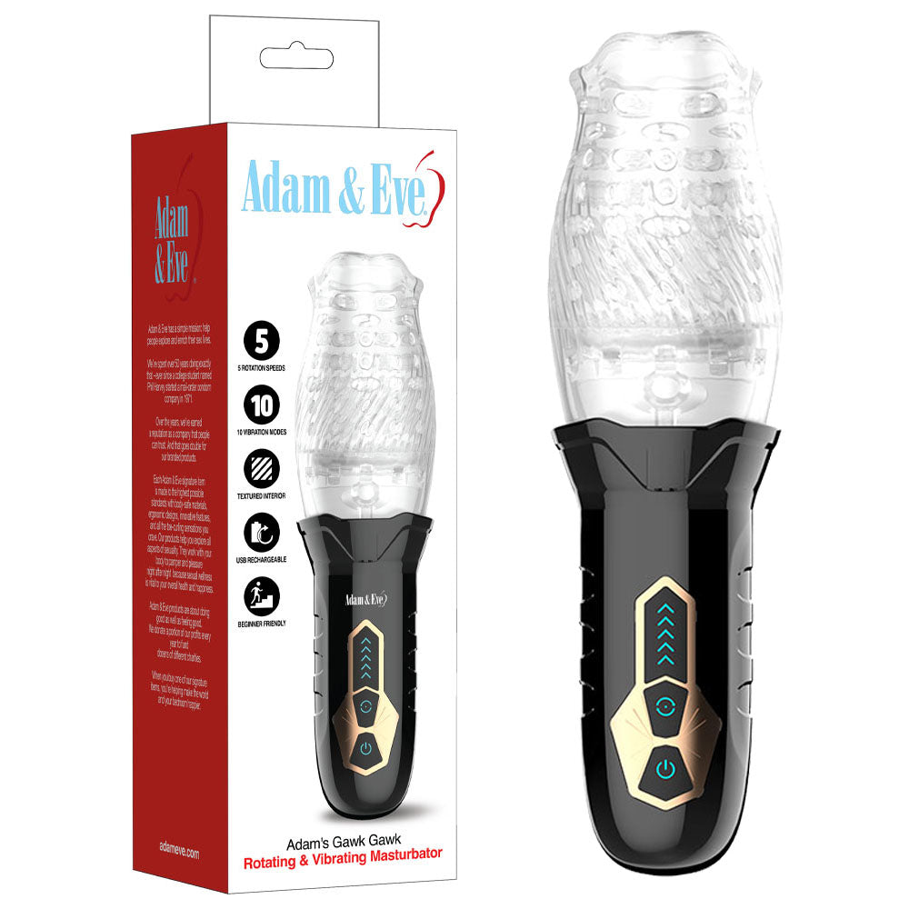 Adam & Eve Adam's Gawk Gawk Rotating Masturbator - Clear