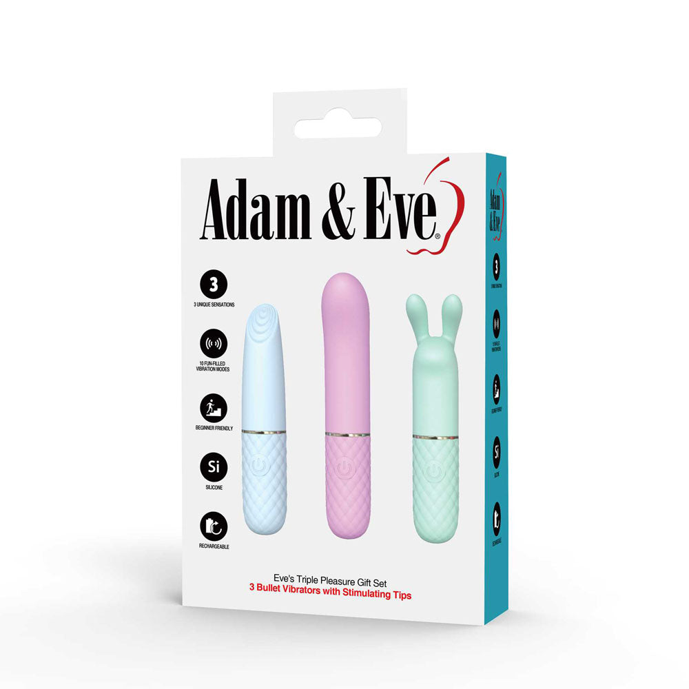 Adam & Eve TRIPLE PLEASURES -  USB Rechargeable Vibrators - Set of 3