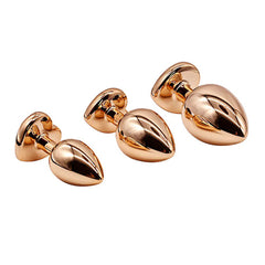Adam & Eve  HEART GEM ANAL TRAINING SET -  Metal Anal Plugs with Pink Gem Bases - Set of 3 Sizes