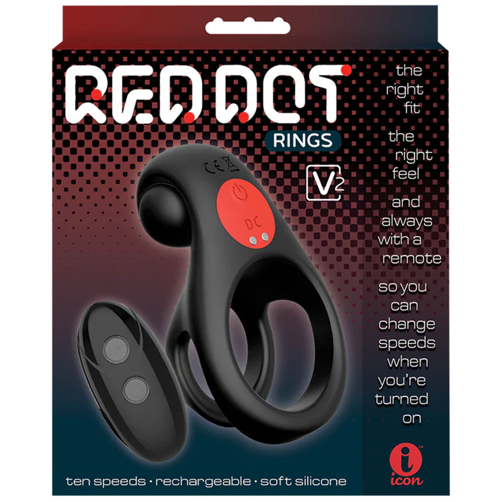 Red Dot Rings V2 - Vibrating Cock & Ball Ring with Remote
