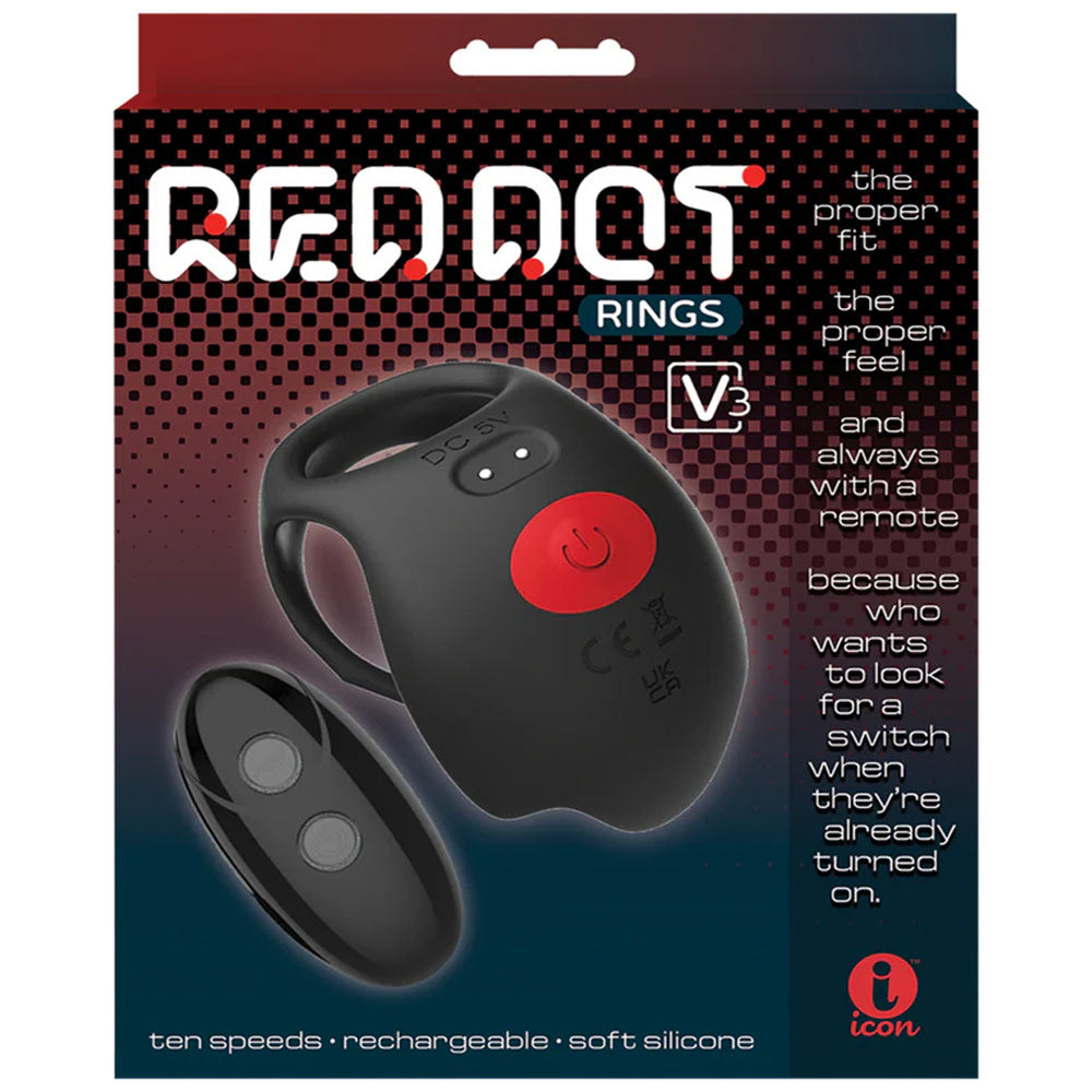 Red Dot Rings V3 - Vibrating Cock & Ball Ring with Remote