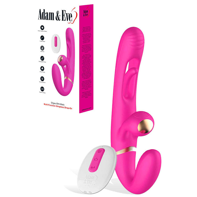 Adam & Eve ORGAZ-OHH-MATIC -  23.5 cm USB Rechargeable Strapless Strap-On with Remote