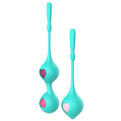 Adam & Eve EVES KEGEL HEARTS - Teal Weighted Kegel Balls - Set of 2