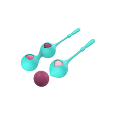 Adam & Eve EVES KEGEL HEARTS - Teal Weighted Kegel Balls - Set of 2