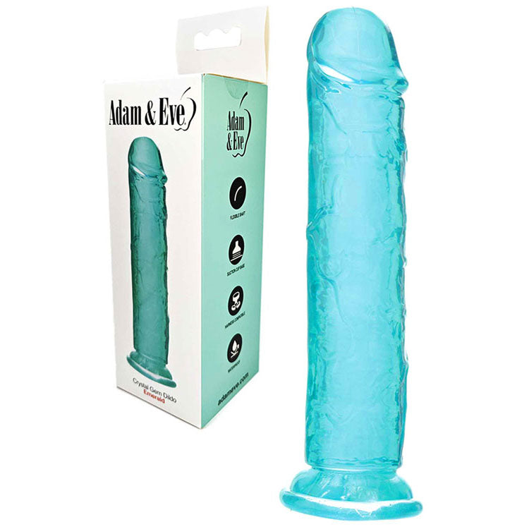 Adam & Eve CRYSTAL GEM Dildo - Emerald - Green 19.8 cm Dildo