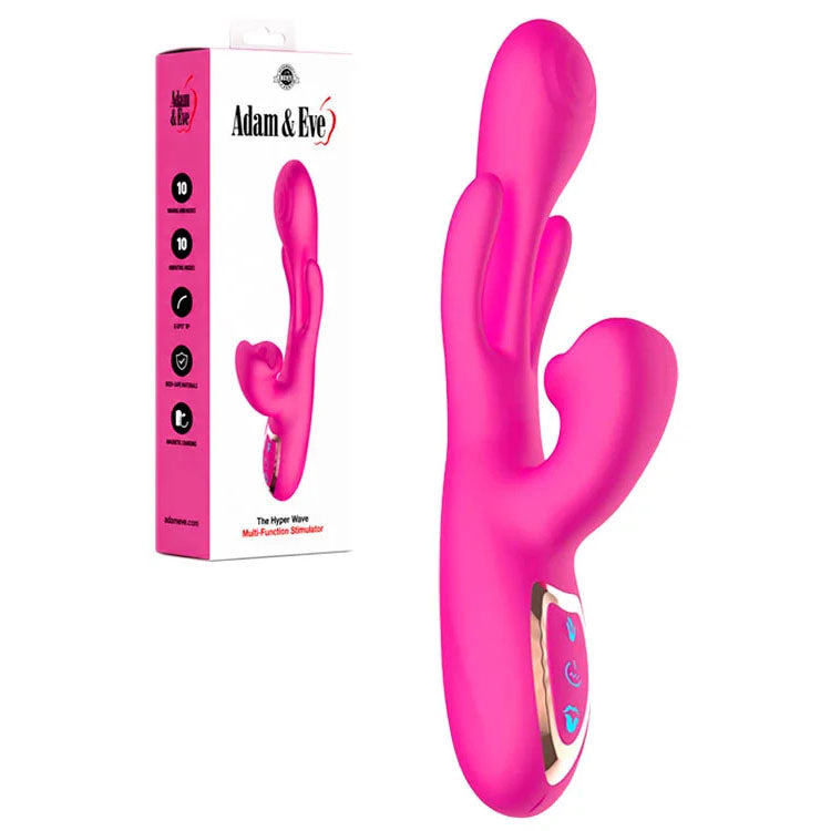 Adam & Eve THE HYPER WAVE - Pink - Pink 22.9 cm USB Rechargeable Rabbit Vibrator