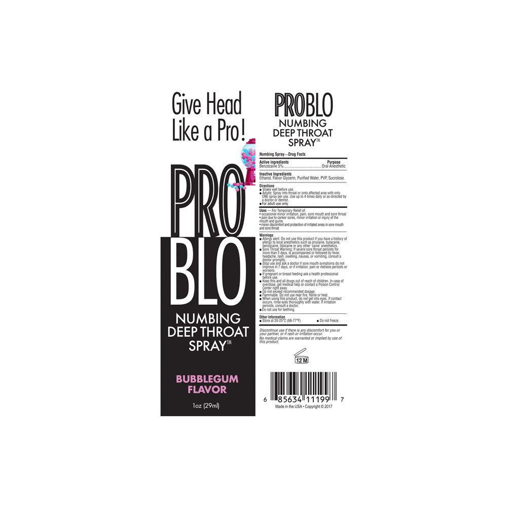 ProBlo Bubblegum Flavoured Deep Throat Spray - 30 ml