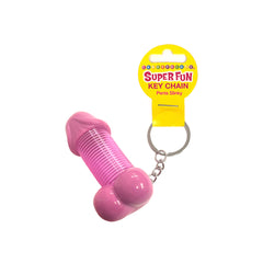 Super Fun Key Chain - Penis Slinky - Pink Novelty Keychain