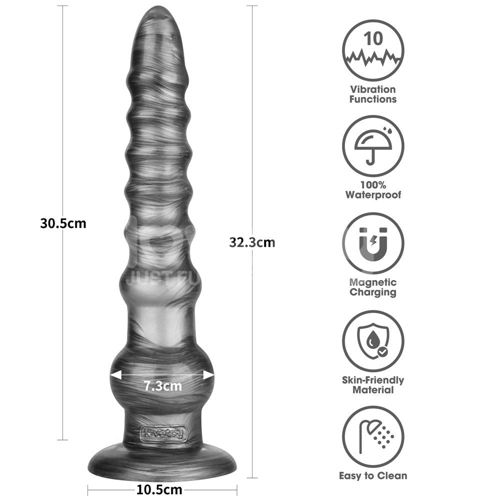 King Sized Vibrating Vibrax Slider - Grey 32.3 cm (12.5'') USB Rechargeable Vibrating Dildo