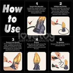 Aerosx 7.5 Inch Dual Density Inflatable Dildo - Gold/Blue 24 cm Inflatable Fantasy Dildo