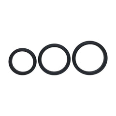 LEVELZ Wide O Silicone Cock Ring Set of 3 - L/XL/2X - Black Cock Rings - Set of 3 Sizes