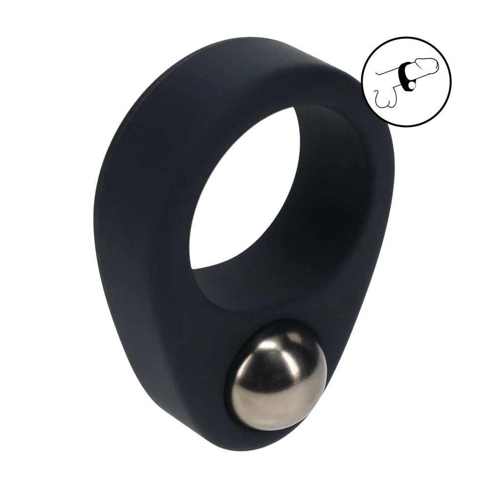 LEVELZ Single Weighted Ball Cock Ring - Black - Black Weighted Cock Ring