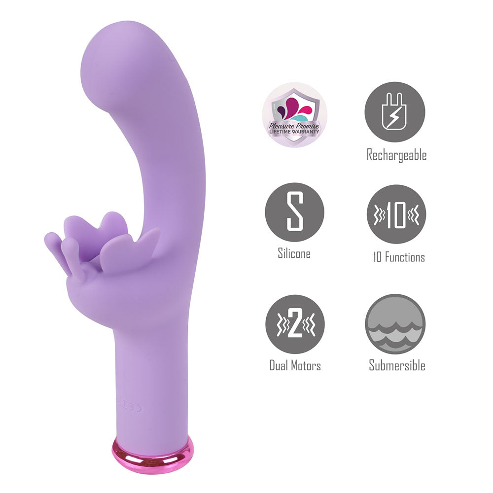 Maia MYLA 15.9 cm USB Rechargeable Butterfly Vibrator - LAVENDER