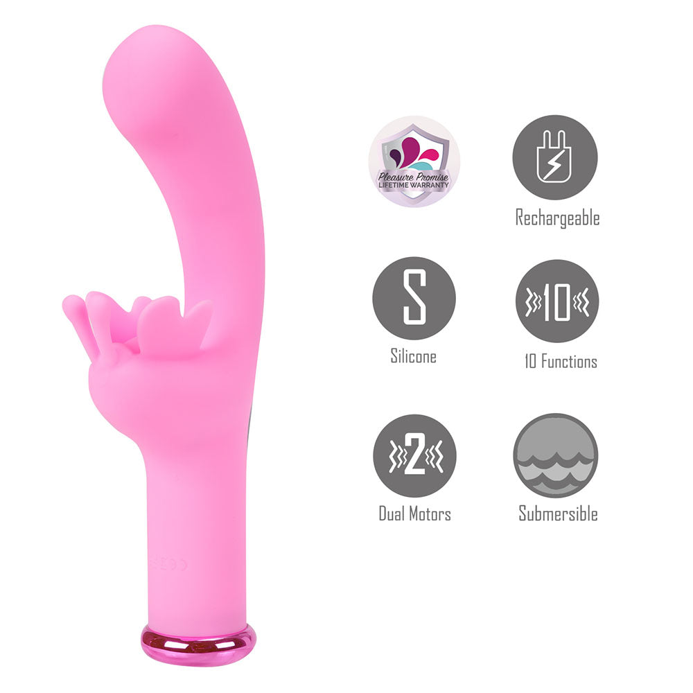 Maia MYLA 15.9 cm USB Rechargeable Butterfly Vibrator - PINK