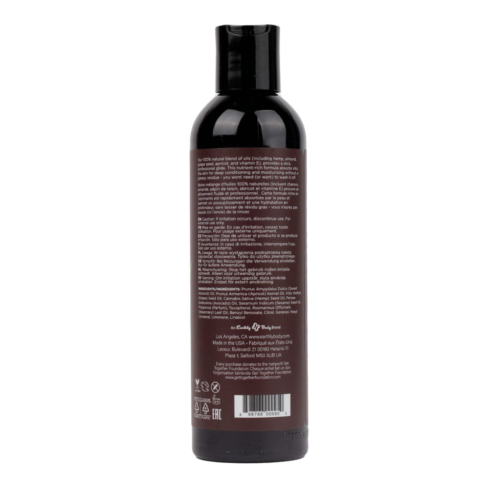 Hemp Seed Massage & Body Oil - Naked In The Woods ( Tea & Ginger) Scented - 237 ml Bottle