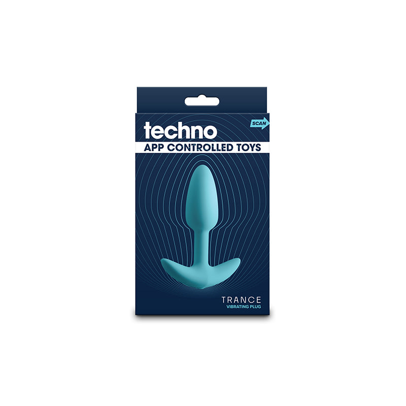 Techno Trance 10.9 cm USB-R Vibrating Butt Plug with App Control - Blue