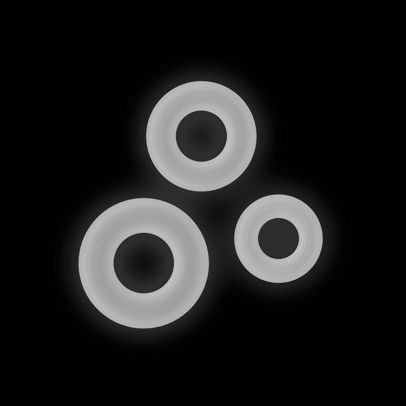 Firefly 3pc Glow in Dark Cock Rings - White