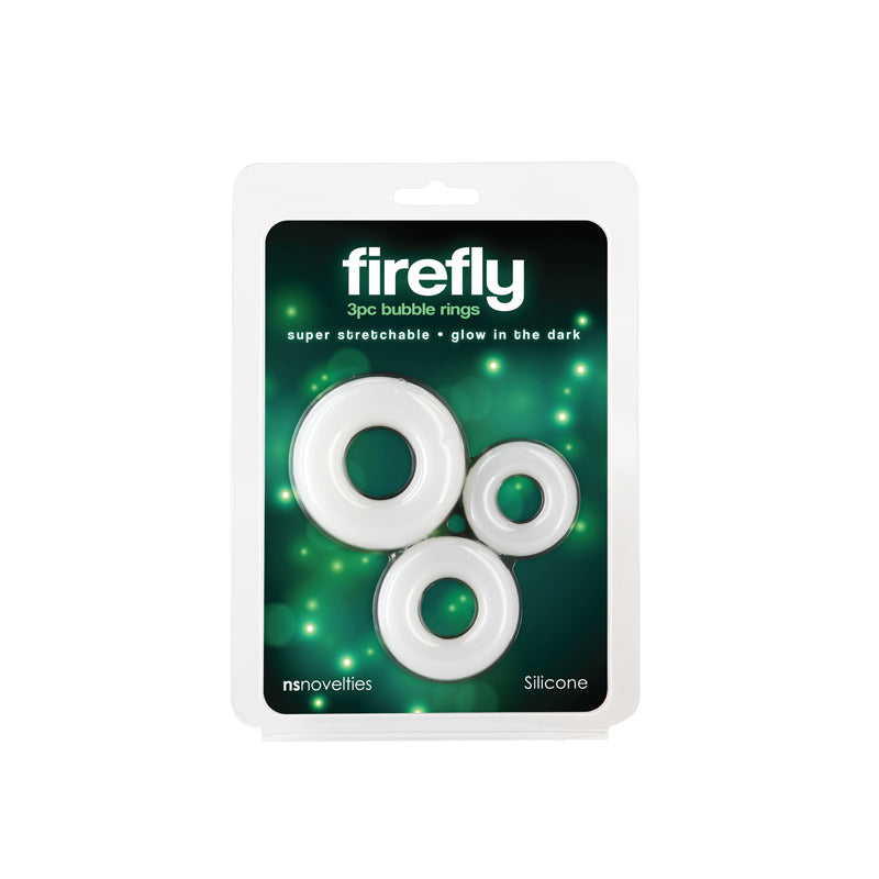 Firefly 3pc Glow in Dark Cock Rings - White