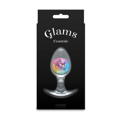 Glams Cosmic - Medium - Rainbow - Clear/Rainbow 9.5 cm Small Butt Plug