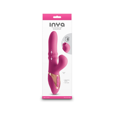 INYA Enamour Rabbit Vibrator with Air Pulse Clit Stimulation - Pink