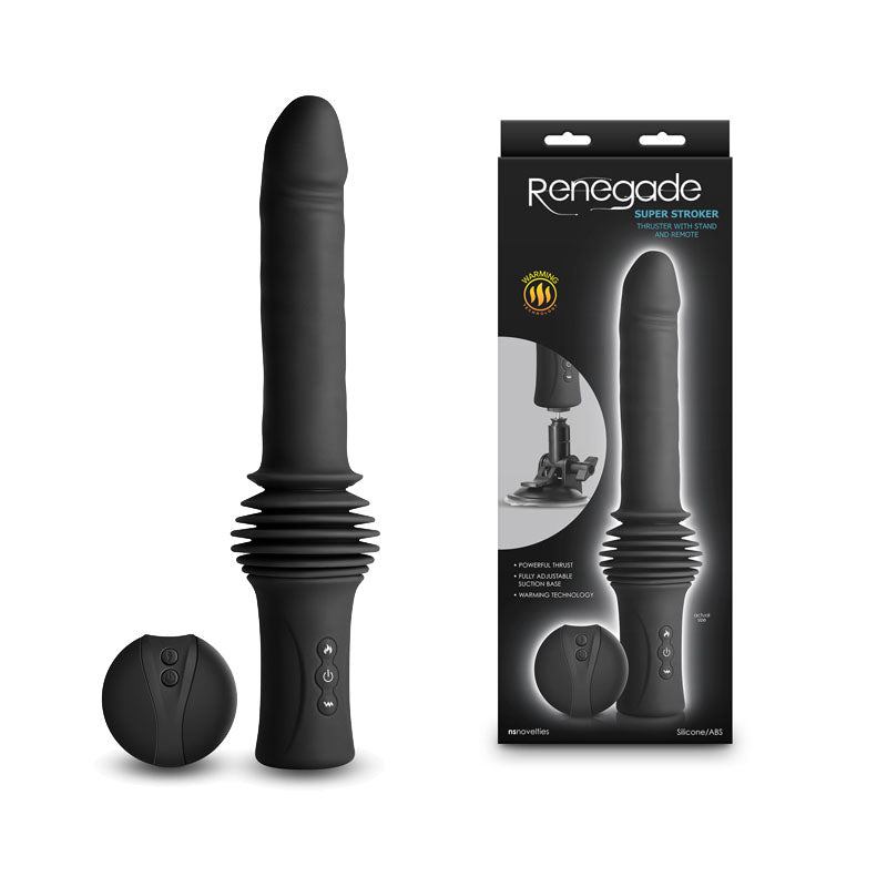Renegade Super Stroker 17cm Thrusting Vibrator - Black