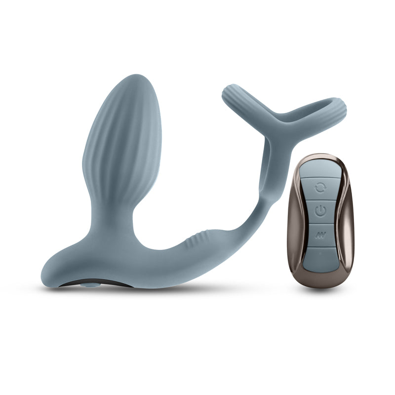Renegade Pinnacle - Grey - Grey USB Rechargeable Vibrating Butt Plug with Cock Ring