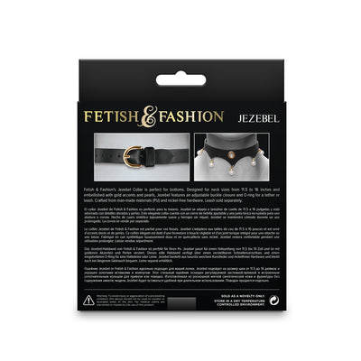 Fetish & Fashion Jezebel Collar - Black with Pearls