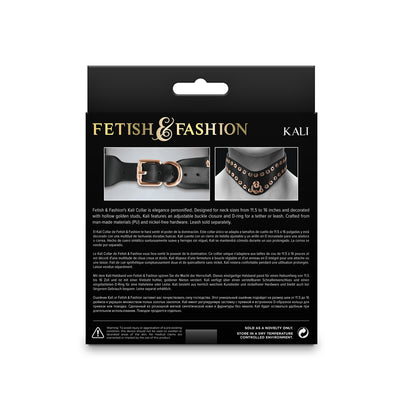 Fetish & Fashion Kali Collar - Black with Gold Studs