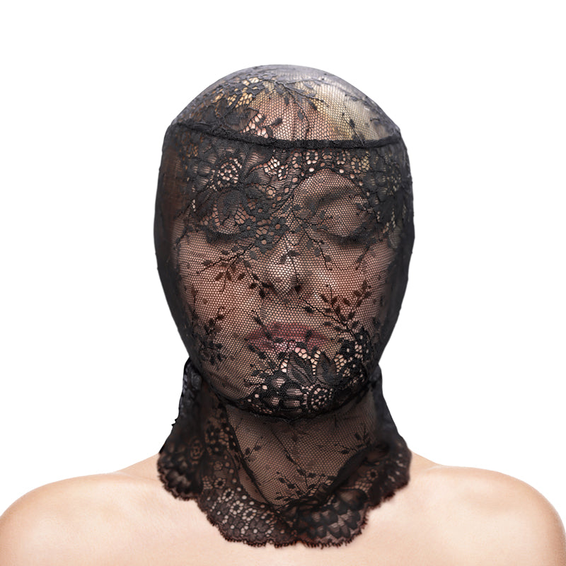 Fetish & Fashion Lace Veil Hood - Black