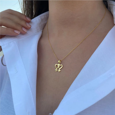 Twin Venus Symbol Pendant with Necklace