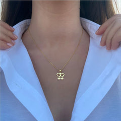 Twin Venus Symbol Pendant with Necklace
