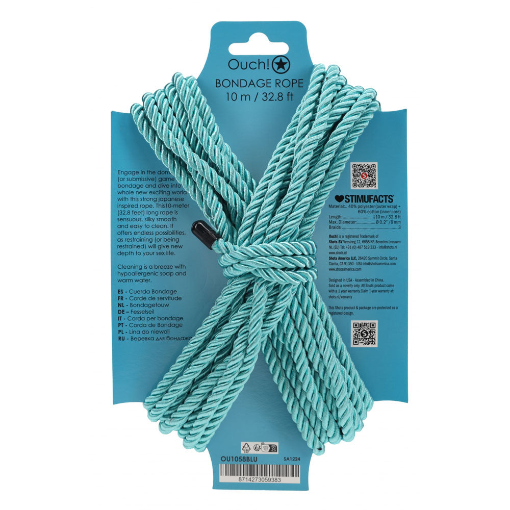 OUCH! Nylon Bondage Rope - 10 metres BLUE