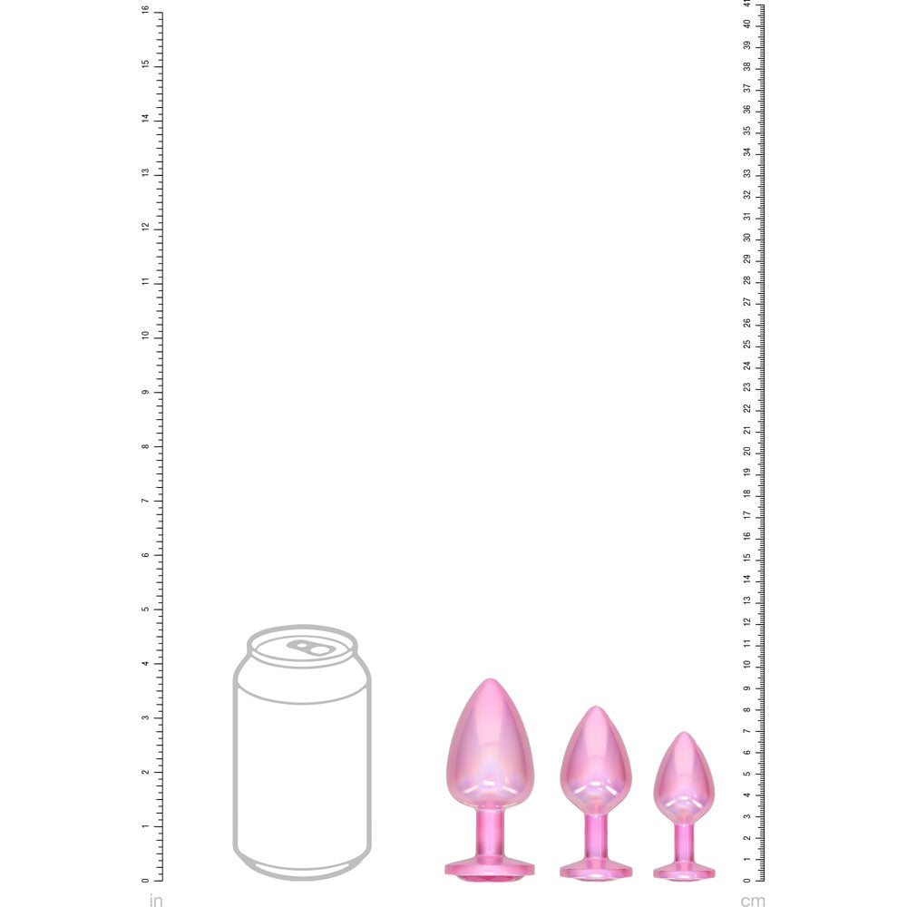 OUCH! Paris Collection Metal Anal Plug Set with Gem Bases - 3 Sizes