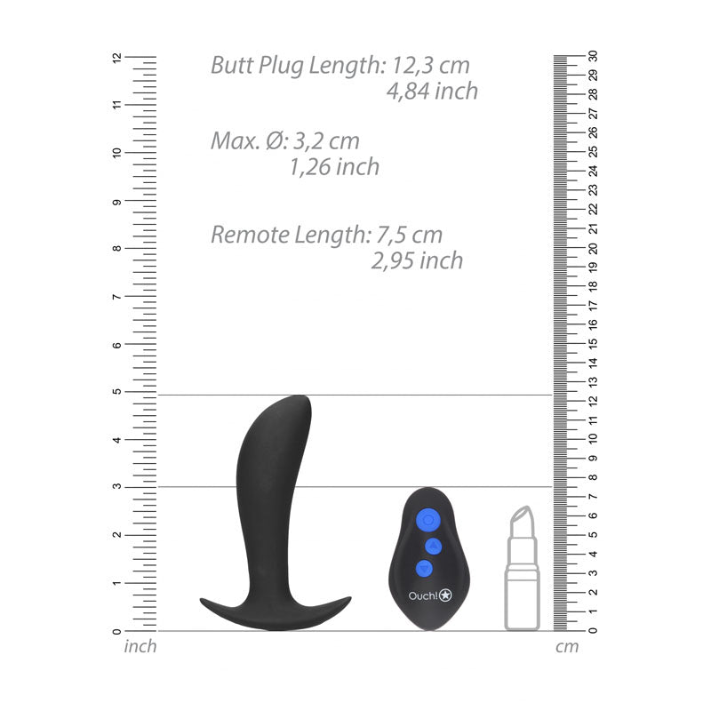 OUCH! e-Stim & Vibrating Butt Plug with Wireless Remote