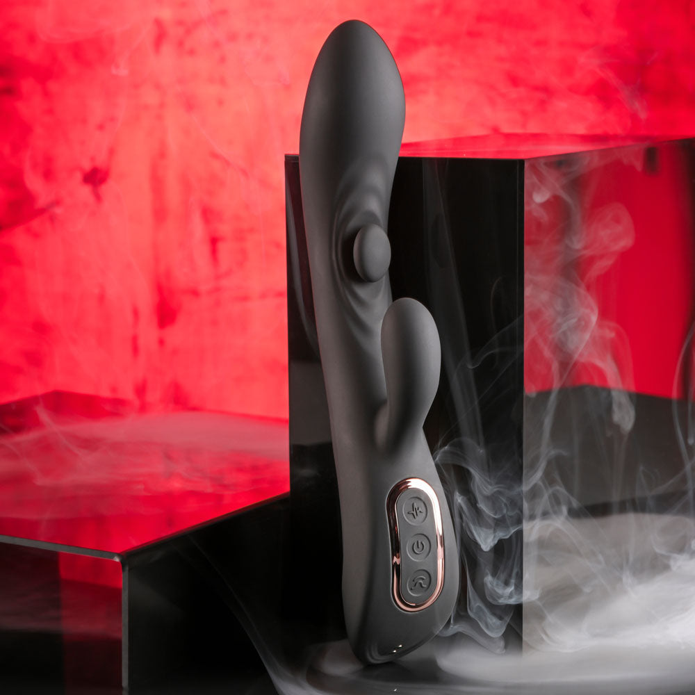 Playboy THATS THE SPOT 23.3 cm USB-R Rabbit Vibe with G-Spot Tapper - Black